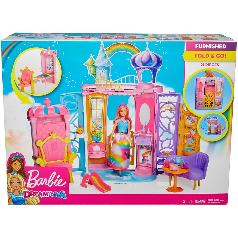 Игровой набор Barbie Переносной радужный дворец и кукла