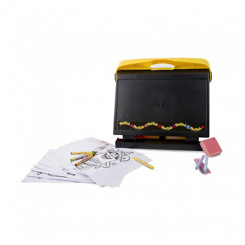 Набор Play-doh "Креативная студия", доска для рисования, 4 восковых мелка, 10 листов для раскрашиван