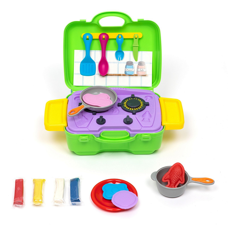 Набор теста для лепки с аксессуарами Кухня в чемодане Kid's Toys