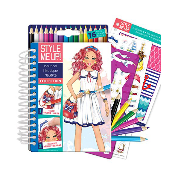 Скетчбук с карандашами Style Me Up! - Морская коллекция, 16 цветов