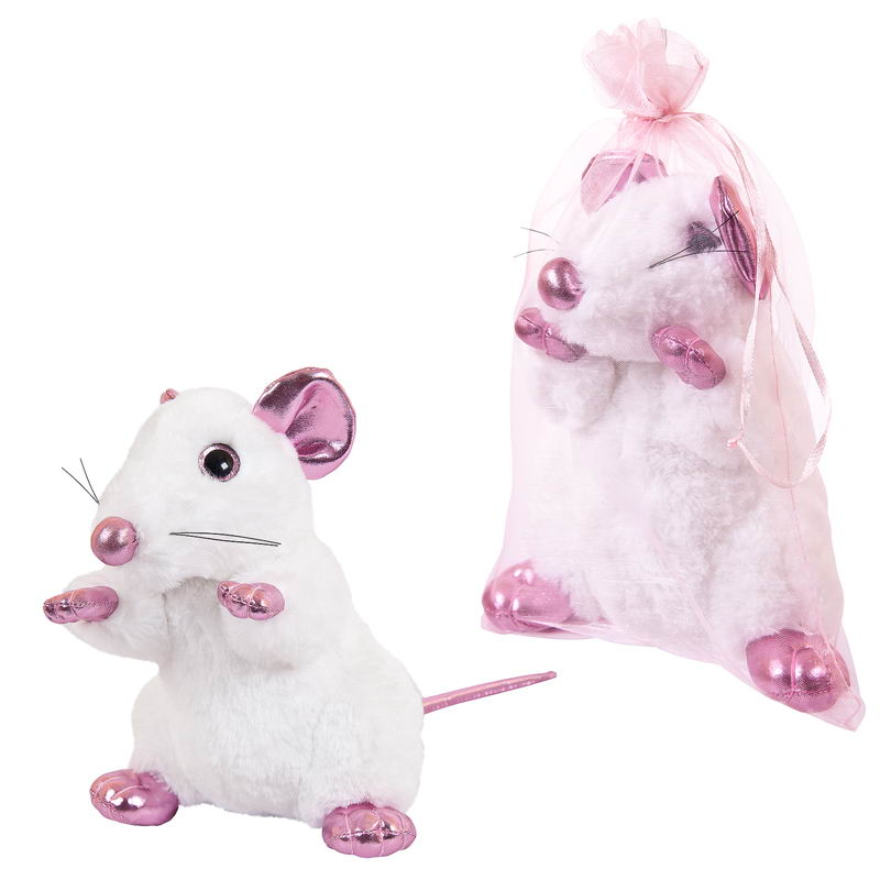 Мягкая игрушка Крыса белая с розовыми лапками Abtoys 19 см