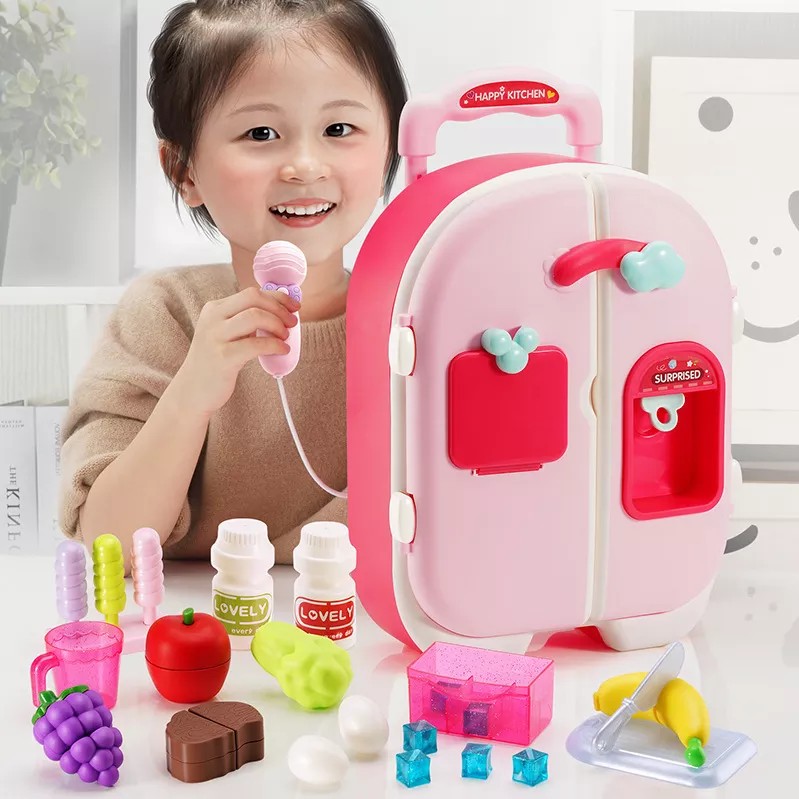 Детский чемодан на колесиках Холодильник Little Actress