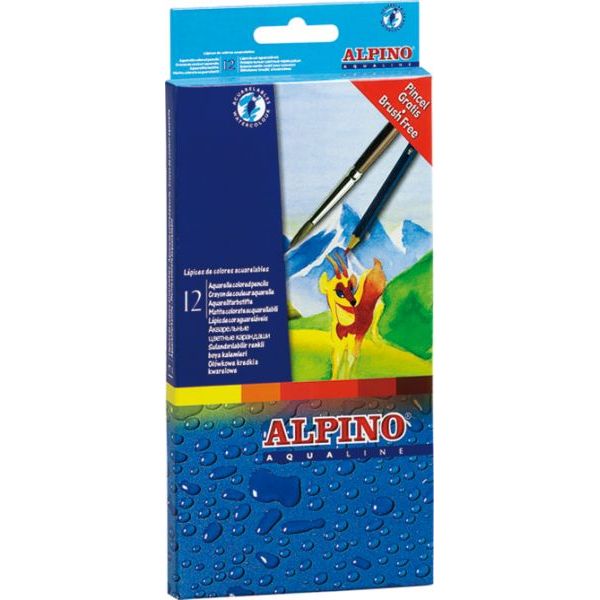 Цветные шестигранные акварельные карандаши Alpino Aqualine, 12 цветов