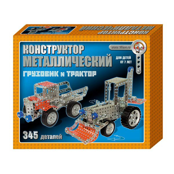 Конструктор металлический Десятое Королевство Грузовик и трактор 345 деталей