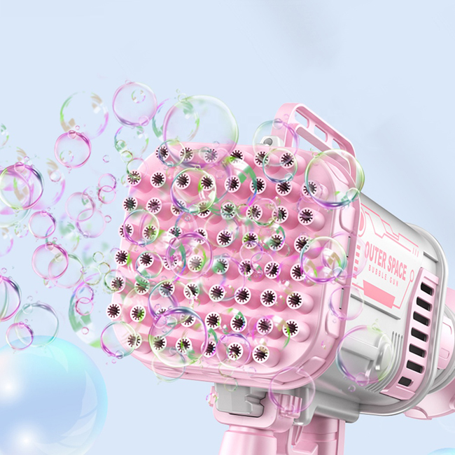 Мыльные пузыри Бластер Bubbles розовые на батарейках