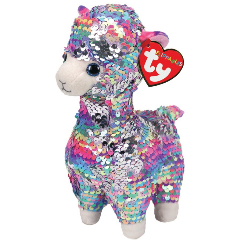 Мягкая игрушка Лола TY лама разноцветная с пайетками 15 см