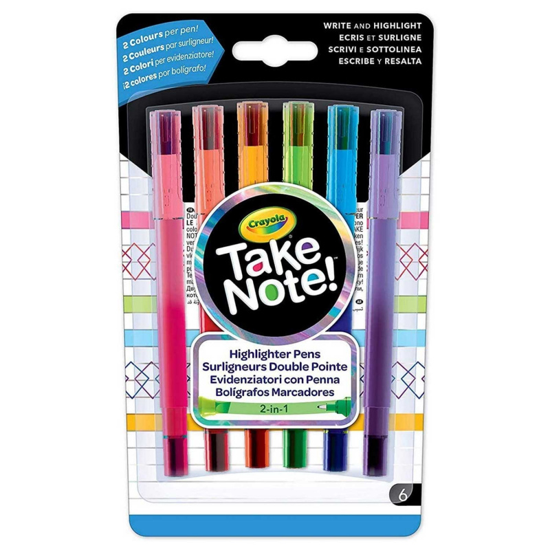 Набор двусторонних смываемых фломастеров Take Note Crayola 6 шт