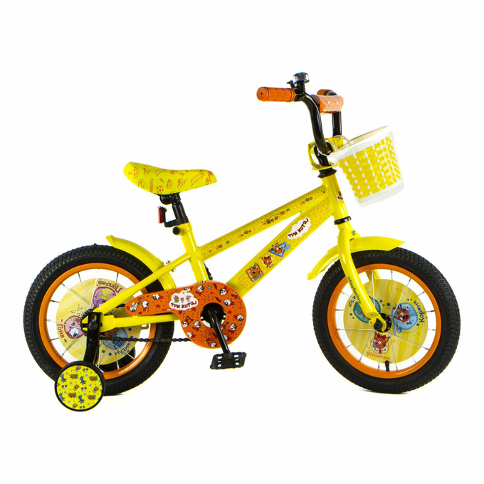 Детский велосипед Три Кота колеса 14", стальная рама, стальные обода