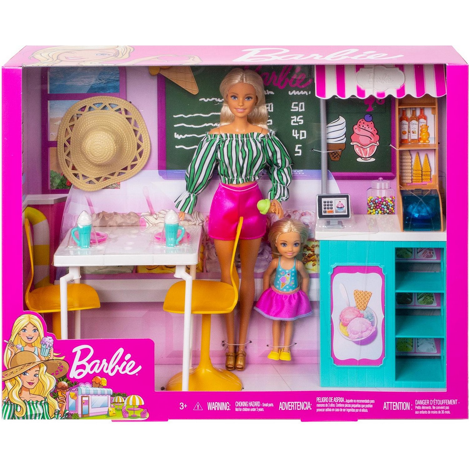 Набор игровой Barbie магазин кафе-мороженое с куклами gbk87