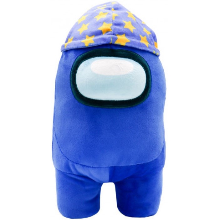 Плюшевая игрушка синяя с ночной шапочкой Among us 30 см