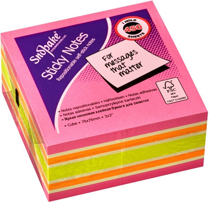 Квадратные наклейки Snopake 450 шт для документов 4 цвета