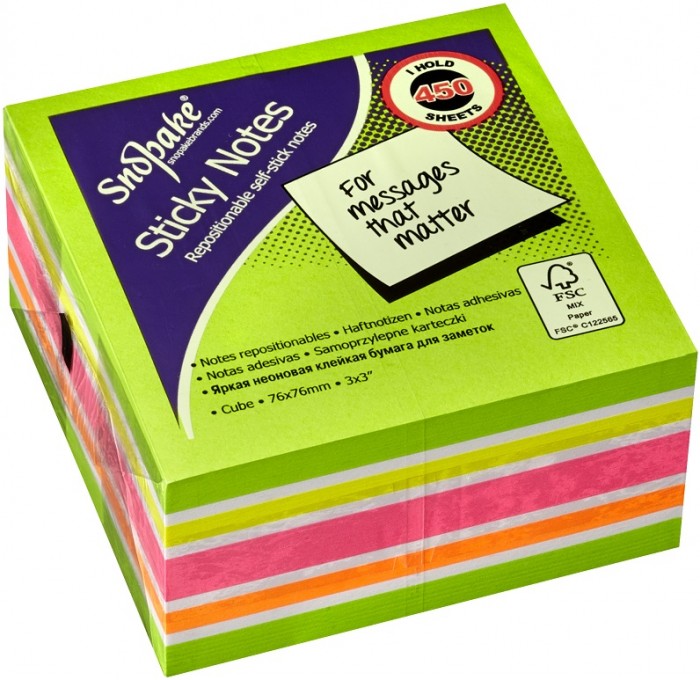 Квадратные наклейки Snopake 450 штук для документов 5 цветов