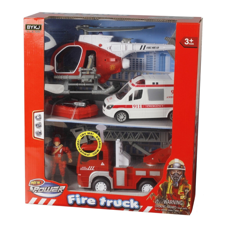 Игровой набор Rescue Team M.I.F Пожарные пожарная машина грузовик вертолет с функцией Try Me 
