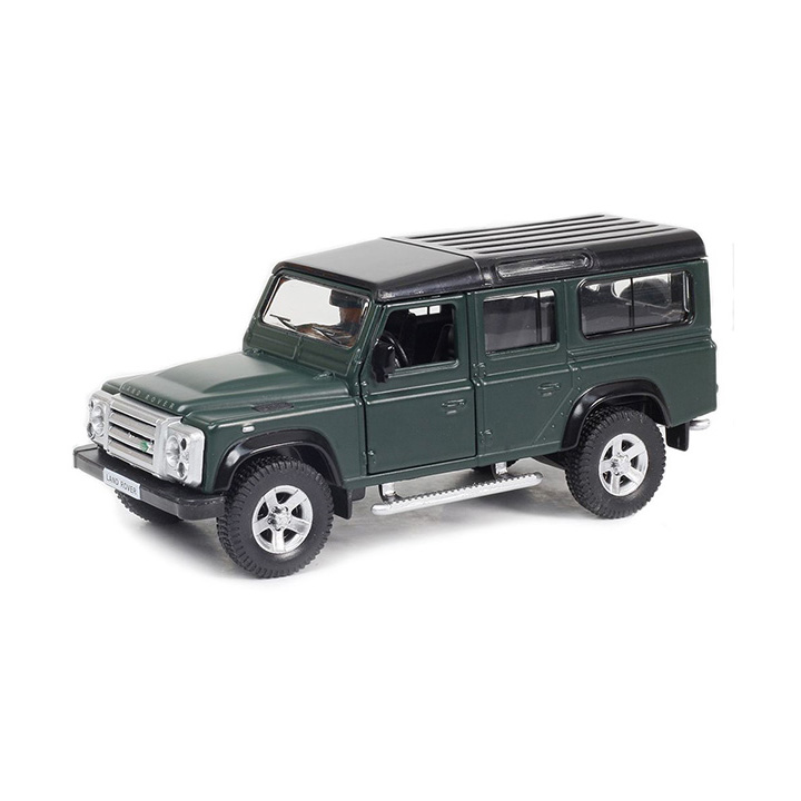 Металлическая инерционная машинка Land Rover Defender, 1:32 темно-зеленая
