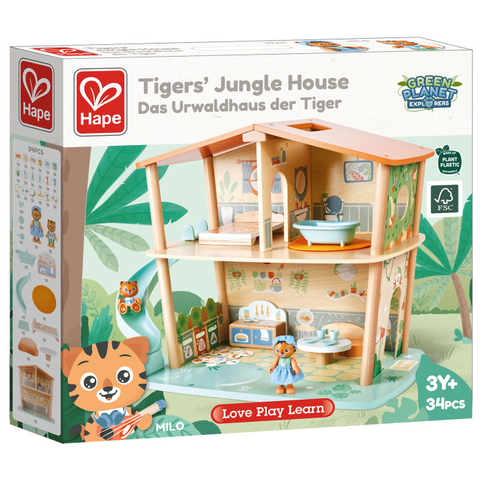 Кукольный домик Hape Дом в джунглях семьи тигров