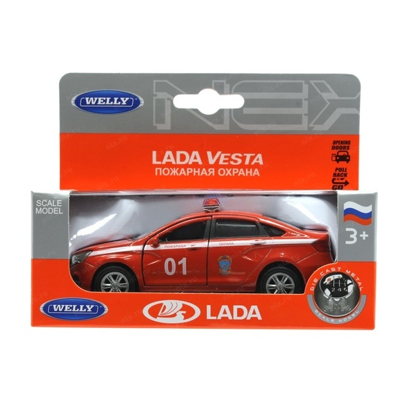 Модель машины Welly Lada vesta пожарная охрана