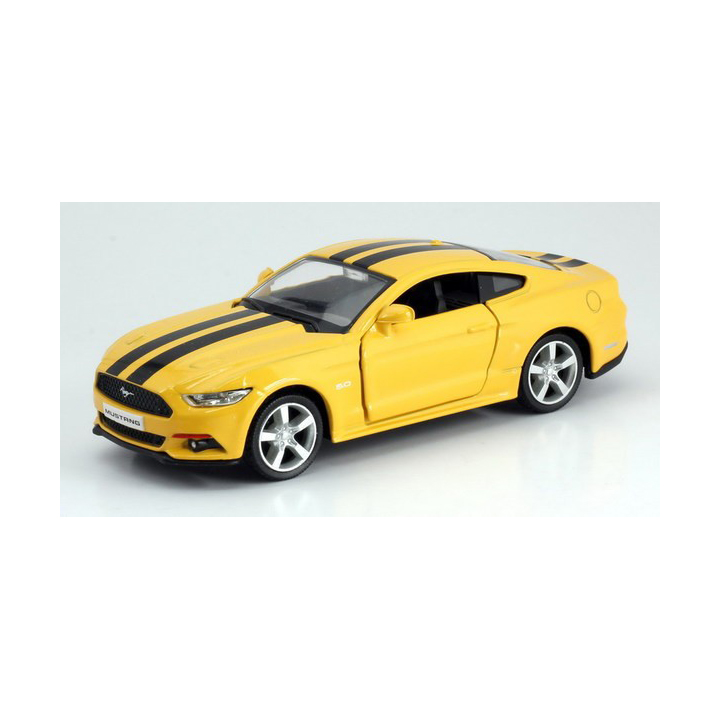 Машина металлическая RMZ City 1 32 Ford 2015 Mustang with Strip  инерционная, цвет желтый, 12,7х5,08х