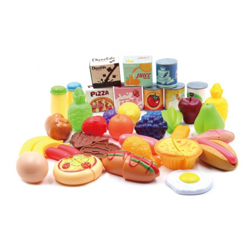 Набор продуктов с разрезными фруктами и овощами Supermarket
