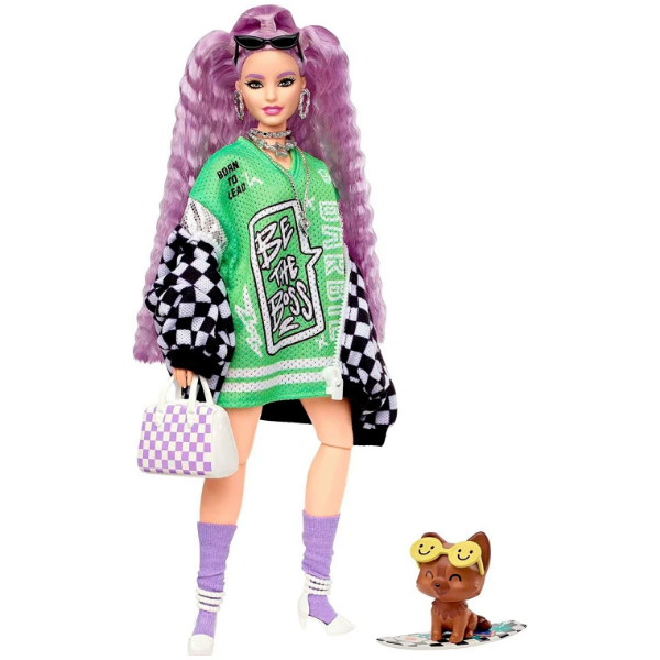 Кукла Barbie Экстра в рейсерской толстовке с питомцем