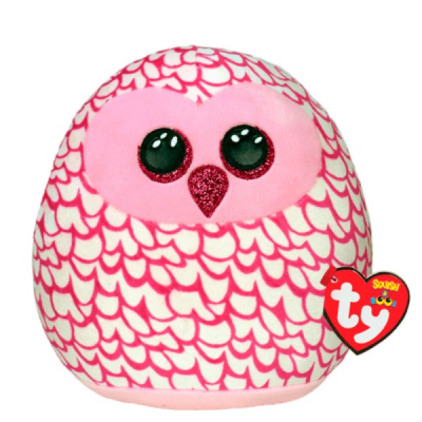 Мягкая игрушка-сквиш сова Пинки TY розовая 35 см