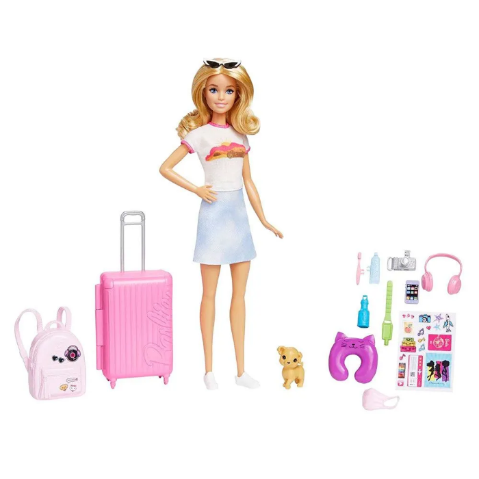 Кукла Barbie Дорожный набор со щенком 