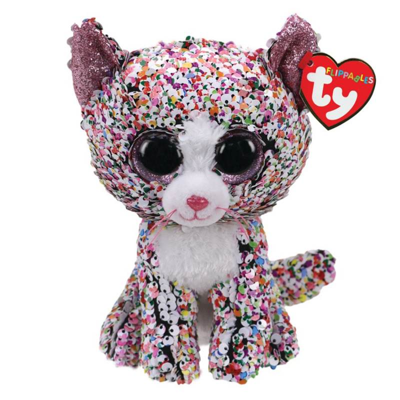 Мягкая игрушка Конфетти TY кошка разноцветная с пайетками 15 см