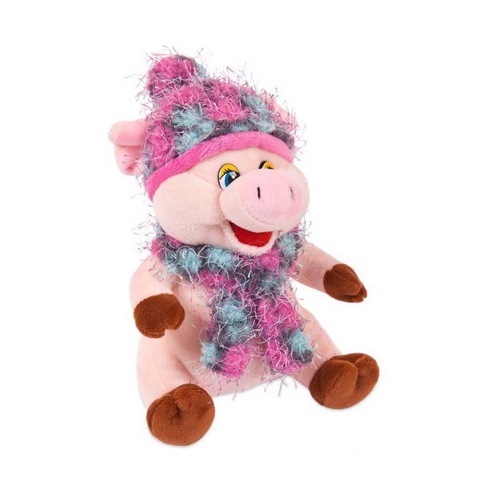 Мягкая игрушка Свинка в розовых шарфике и шапочке Teddy 17 см