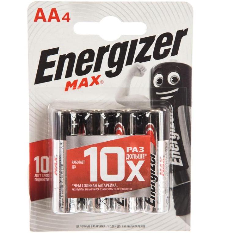 4 пальчиковые батарейки типа АА Energizer MAX E91/AA 