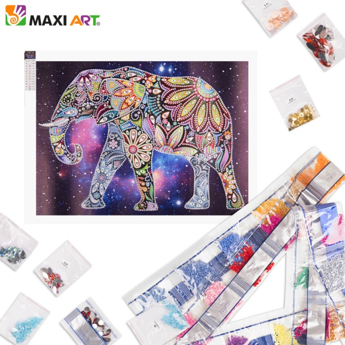 Картина стразами Maxi Art Индийский Слон светится в темноте 25 х 35 см