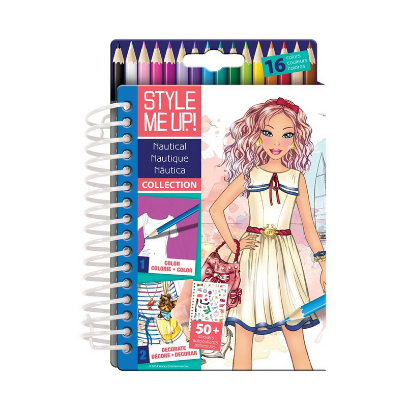 Скетчбук с карандашами Style Me Up! - Морская коллекция, 16 цветов