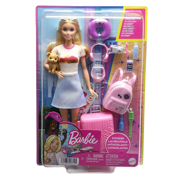 Кукла Barbie Дорожный набор со щенком 