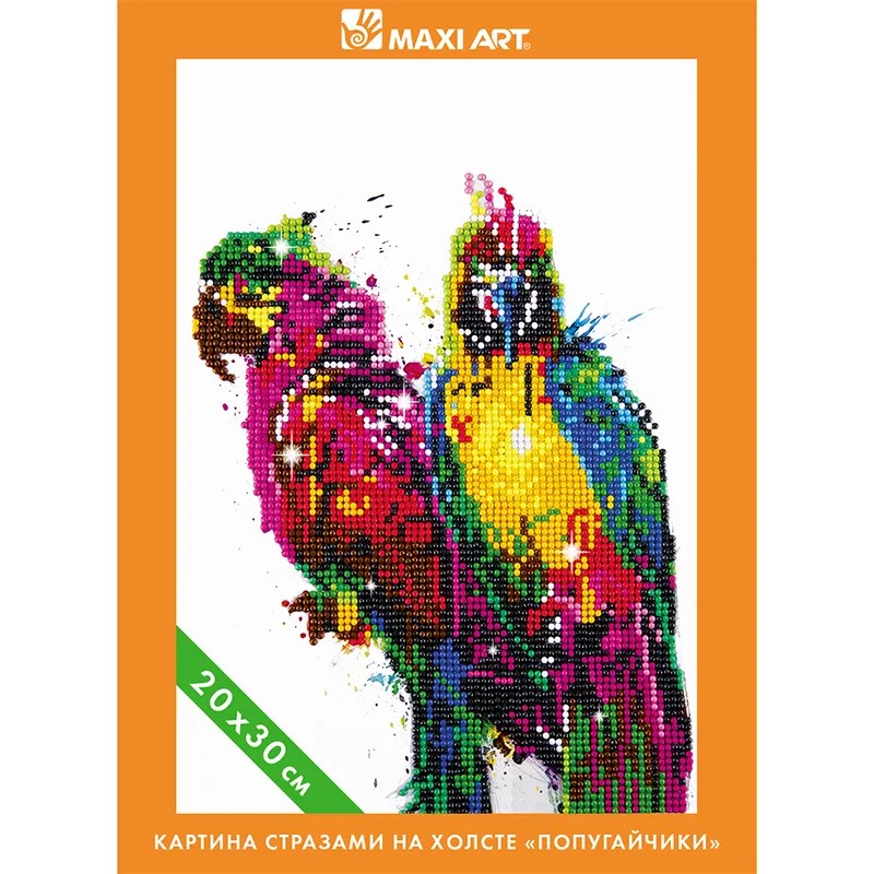 Картина Стразами на холсте Maxi Art Попугайчики 20 х 30 см