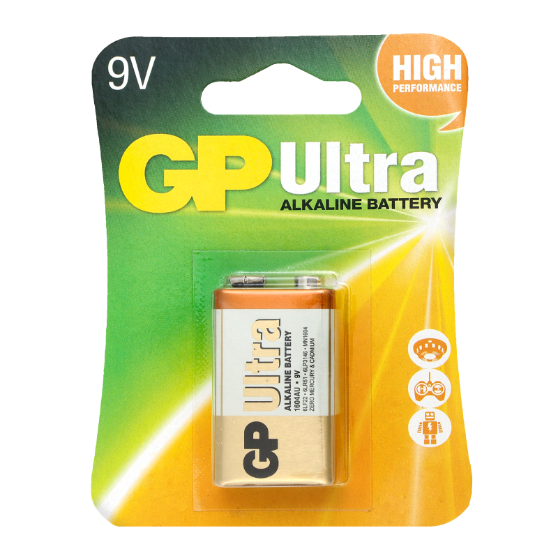 Батарейка GP Ultra Крона (6LR61, 6LF22, 1604A) 1 штука