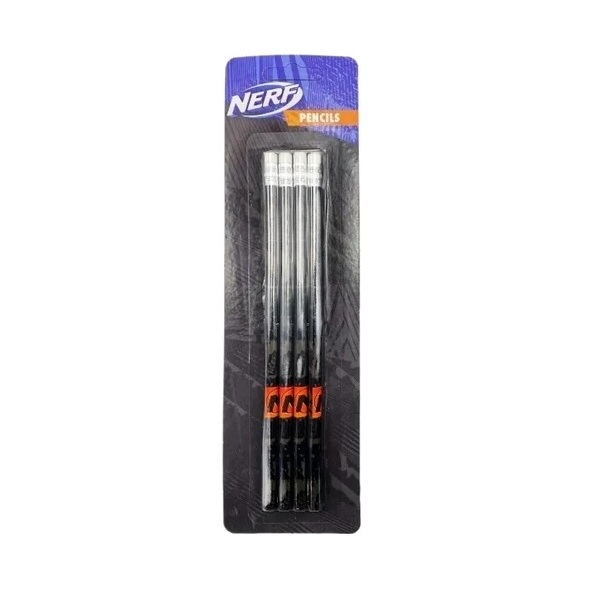 Набор простых карандашей с ластиком Nerf 4 штуки