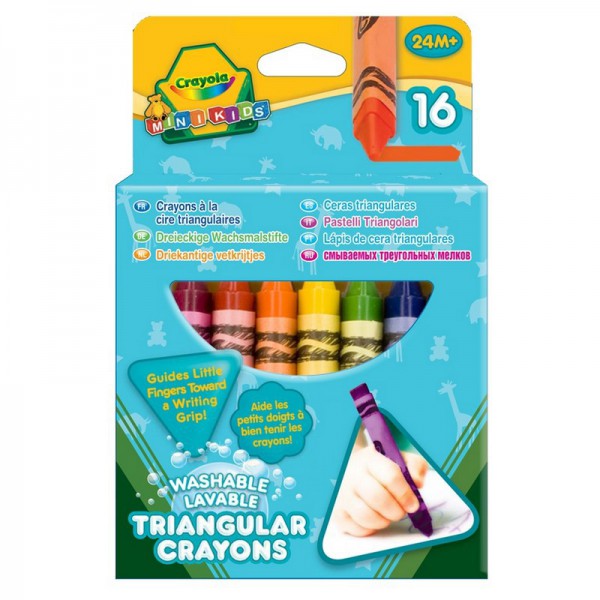 Восковые мелки Crayola смываемые треугольные 16 штук
