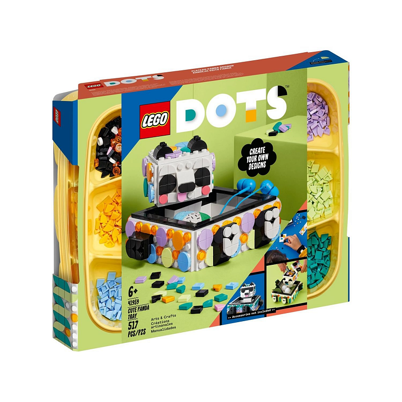 Конструктор LEGO DOTS Ящик-поднос Милая панда Cute Panda Tray 517 деталей
