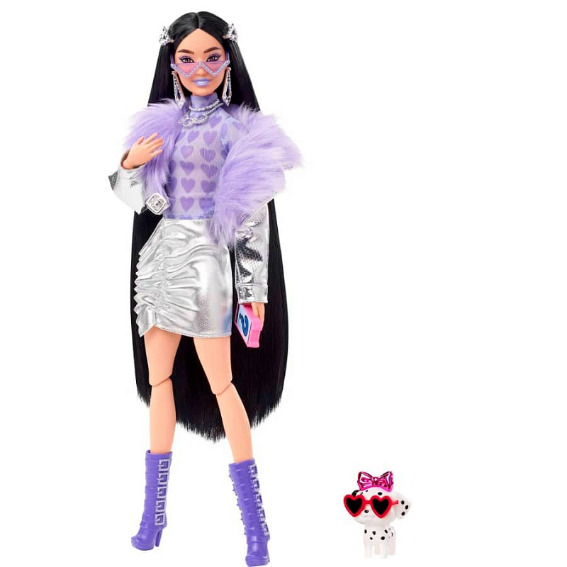 Кукла Barbie Экстра брюнетка в серебристом наряде