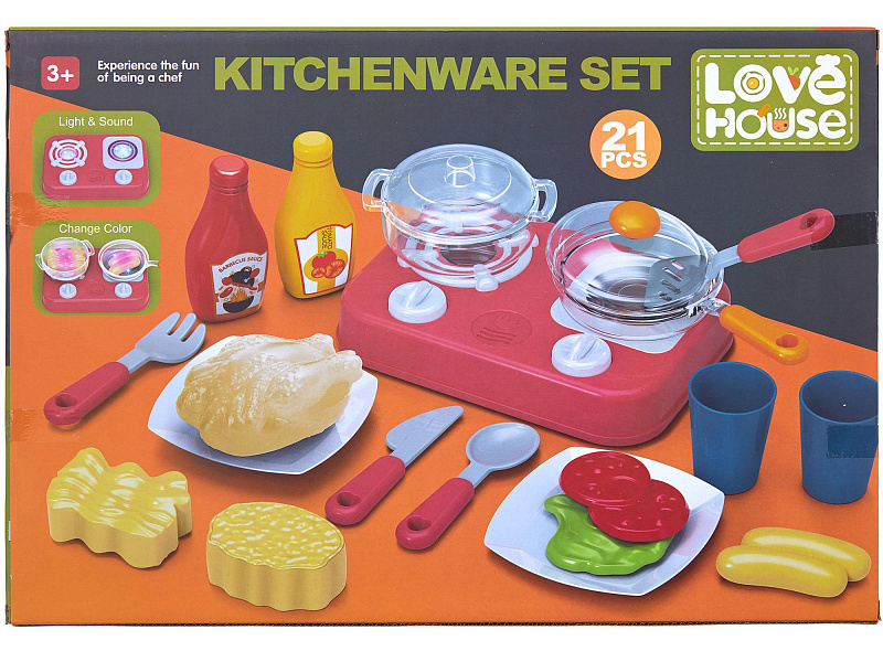 Интерактивный игровой набор с плитой Готовим завтрак LOVE HOUSE 21 предмет