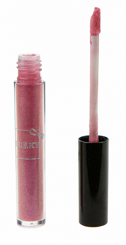 Голографический блеск для губ Lukky сливово-розовый с ароматом черной смородины