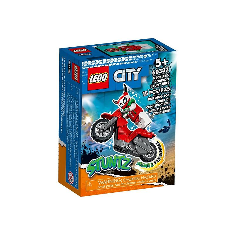 Конструктор LEGO City Stuntz Трюковой мотоцикл Безрассудного Скорпиона Reckless Scorpion Stunt Bike Stuntz 15 деталей
