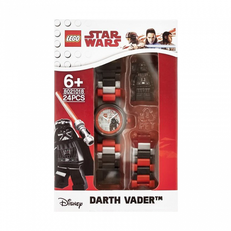 Часы наручные аналоговые Lego "Star Wars" с мини-фигурой Darth Vader на ремешке
