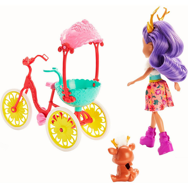 Кукла Велосипедистка с питомцем и транспортным средством Enchantimals