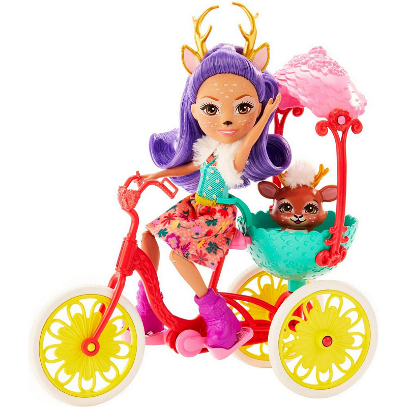 Кукла Велосипедистка с питомцем и транспортным средством Enchantimals