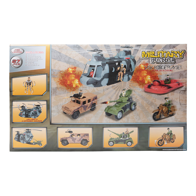Игровой набор JUDA Военные с вертолётом, джипом, лодкой и мотоциклом