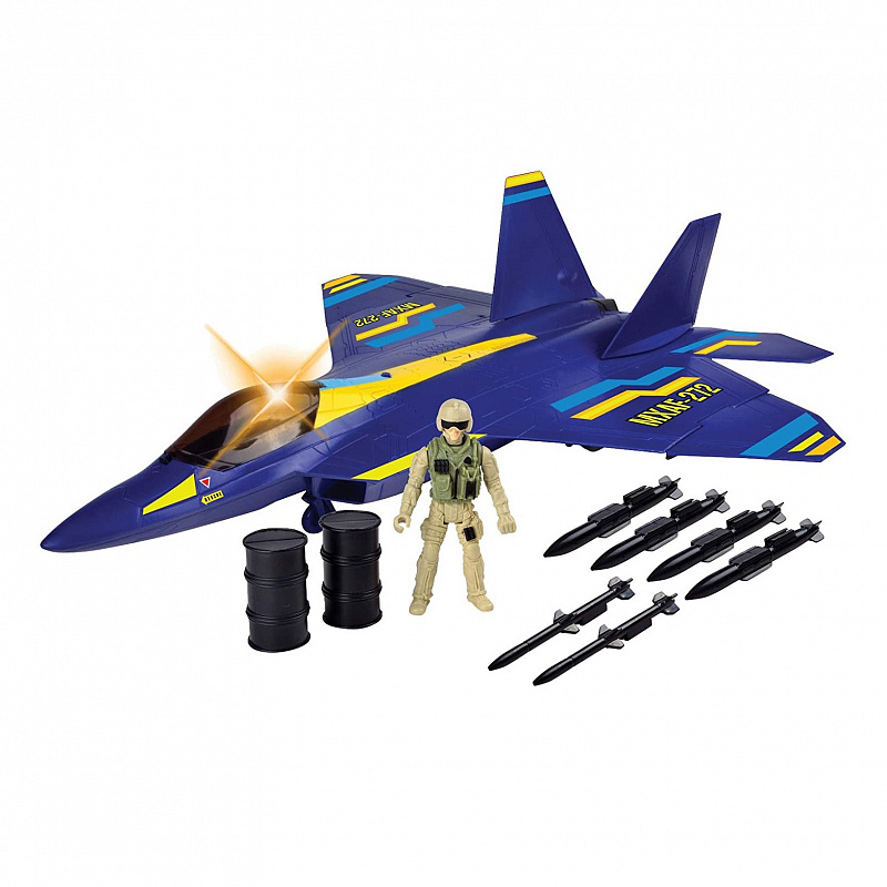 Игровой набор Истребитель F-22 Raptor Fighter Jet с пилотом и аксессуарами Motormax
