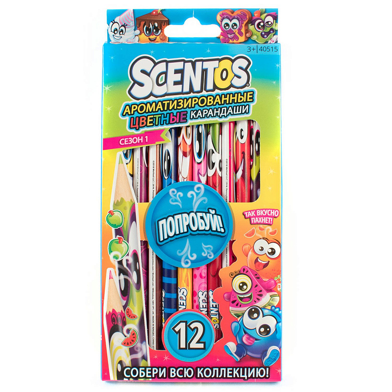 Ароматизированные цветные карандаши Scentos 12шт