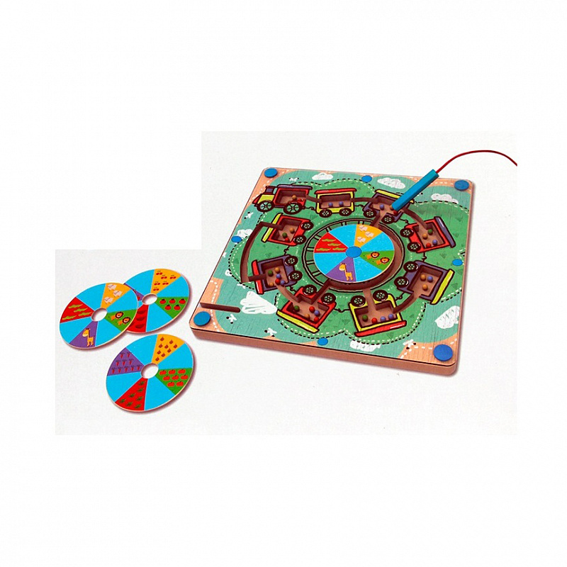 Развивающая игра "Деревянный лабиринт с магнитными шариками"