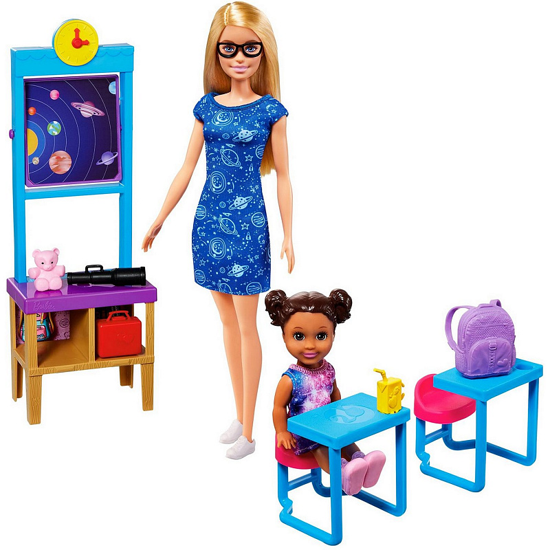 Набор Barbie Учитель космонавтики с куклой Барби и ребенком