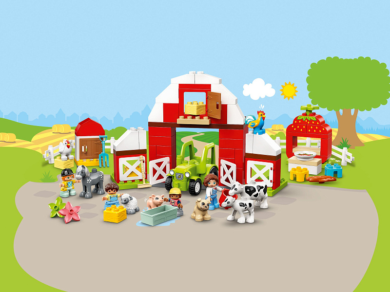 Конструктор LEGO DUPLO Фермерский трактор, домик и животные 10952