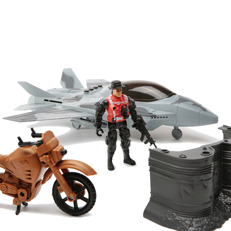 Игровой набор JUDA Военные с танком, мотоциклом, машиной и самолётом 